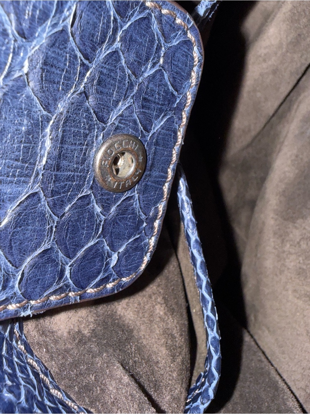 ZAGLIANI Midnight Blue Python Snakeskin Hand/Shoulder Bag - Picture 11 of 13